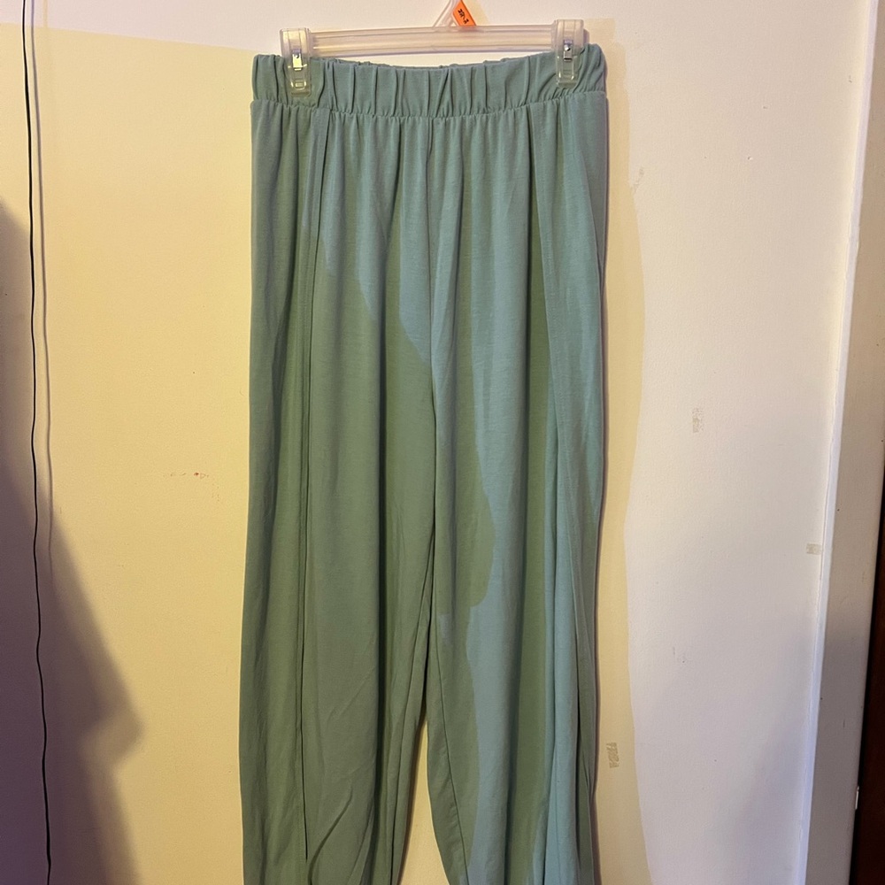 Light Green Wide-Leg Pants